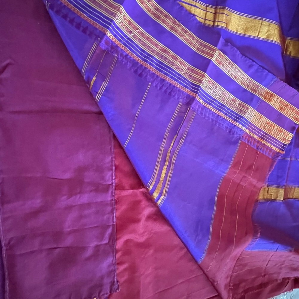 New without tag Maroon silk saree with purple and violet borders